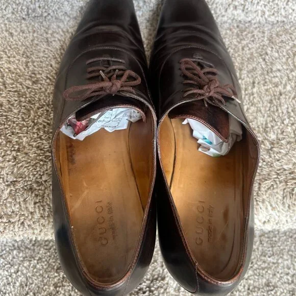Gucci Men's Brown Leather Lace Ups Oxfords
